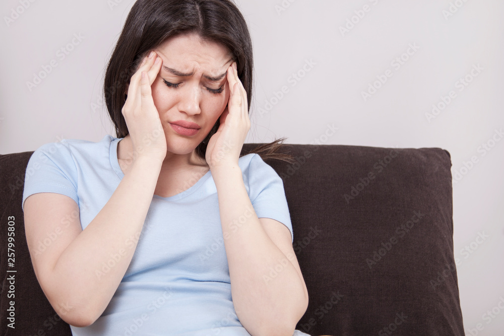 Young woman with headache Young woman with headache