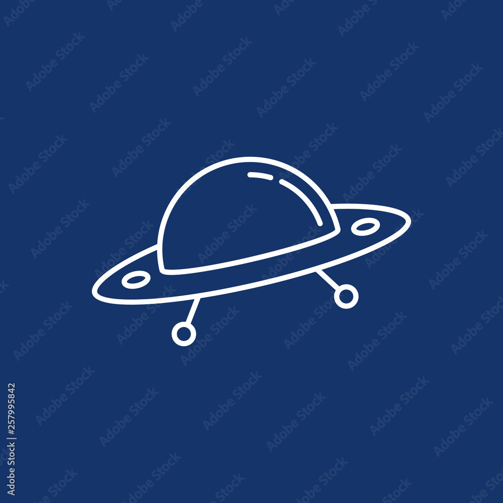 Simple alien spaceship or ufo icon in outline or monoline style Simple alien spaceship or ufo icon in outline or monoline style