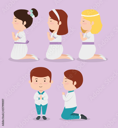 set girls and boys to religion first communion