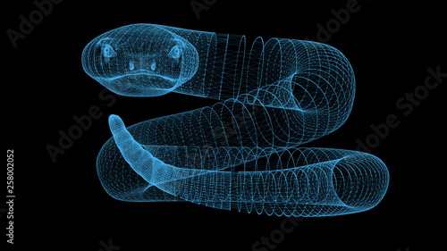 3d rendering rattlesnake wireframe high poly mesh photo