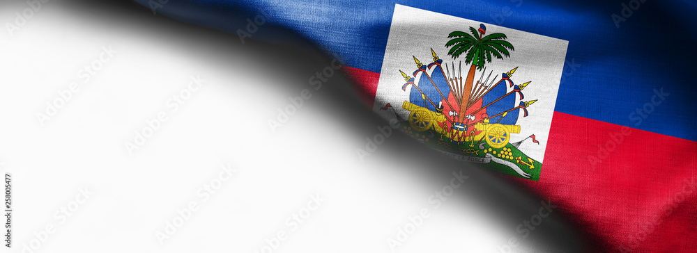 Haiti waving flag on white background - right top corner flag Haiti waving flag on white background - right top corner flag