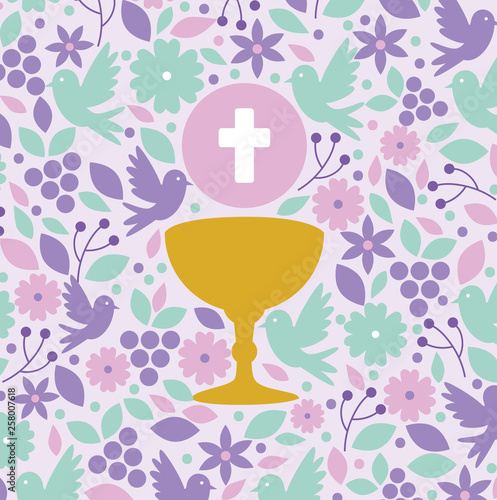 chalice with holy host to first communion