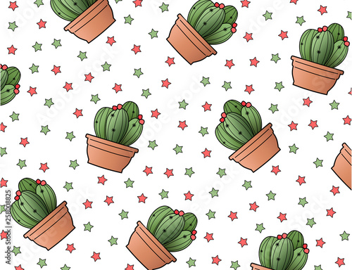 modern cactus and stars pattern design