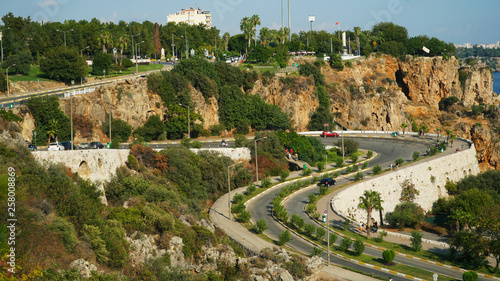 mediterrenean city antalya cliff ways to sea, antalya falezler yolu photo