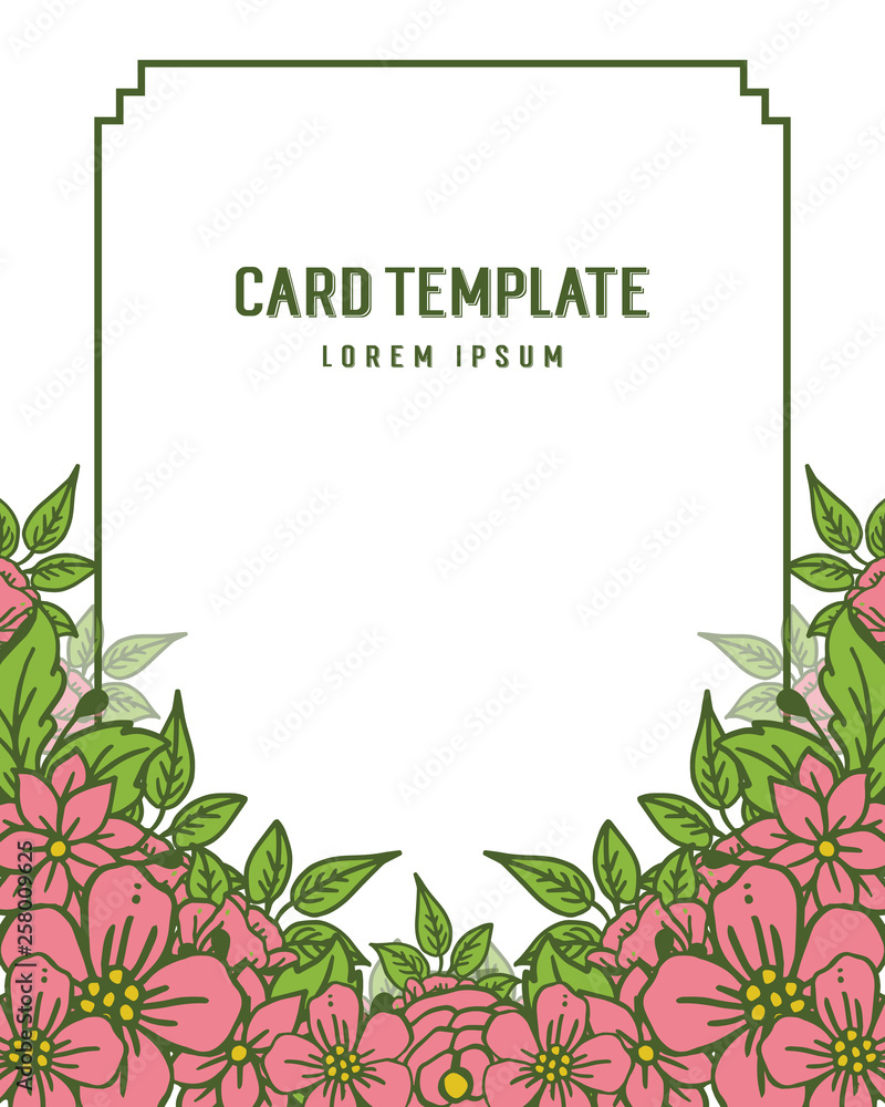 Vector illustration vintage card template style with crowd pink flower frame