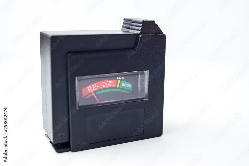 Black Battery Tester for generic battery indicating recharge Black Battery Tester for generic battery indicating recharge