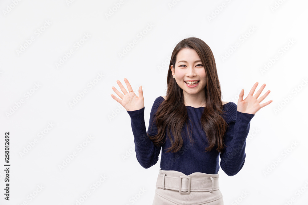 驚く若い女性 驚く若い女性