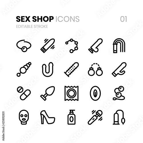 Sex Shop Line Icons 01