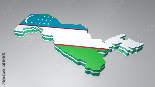 3d Uzbekistan map flag