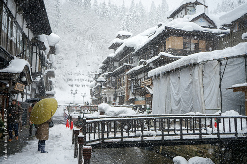 Ginzan Onsen winter snow, Yamagata, japan