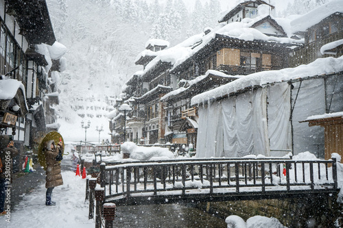 Ginzan Onsen winter snow, Yamagata, japan