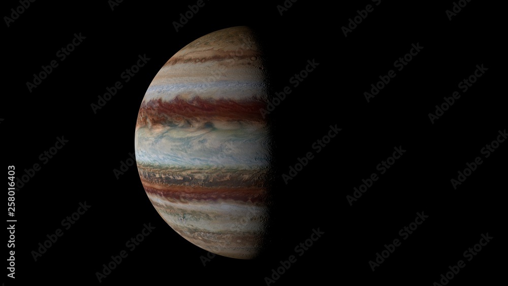 3d rendering half of jupiter planet 3d rendering half of jupiter planet
