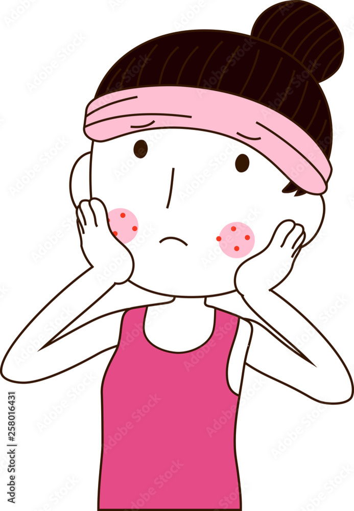 Illustration of a cute woman with rough skin