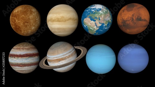Fototapeta Naklejka Na Ścianę i Meble -  solar system all planet on black background