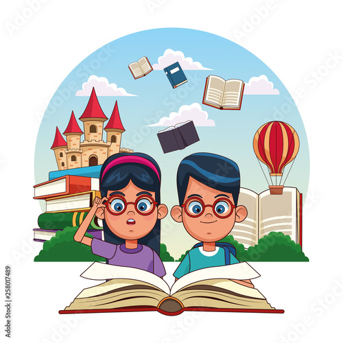 Kids reading fairy tales
