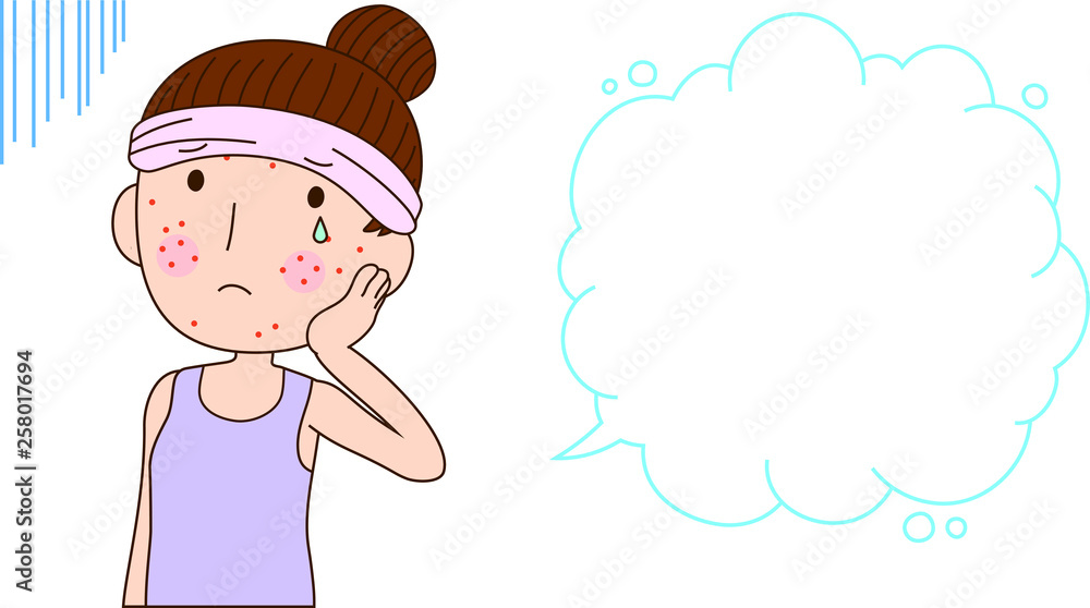 Illustration of a woman with rough skin with Bubble Callout Illustration of a woman with rough skin with Bubble Callout