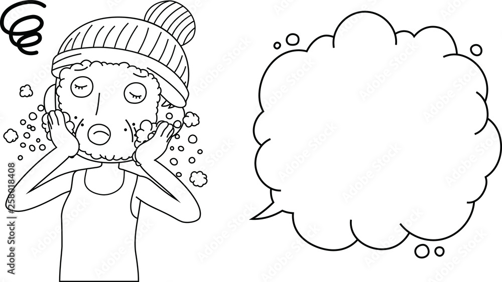 Illustration of a cute older woman with rough skin with Bubble Callout outline Illustration of a cute older woman with rough skin with Bubble Callout outline