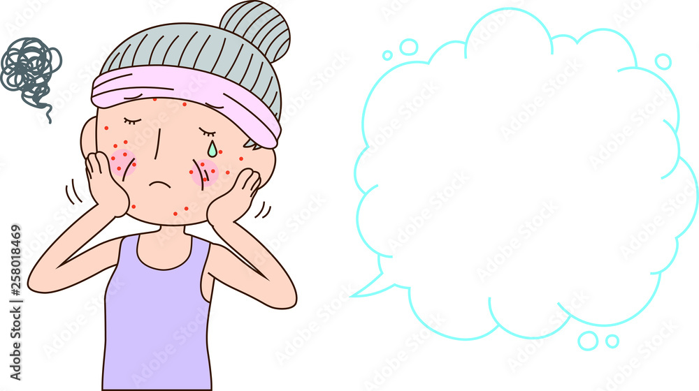 Illustration of a older woman with rough skin with Bubble Callout Illustration of a older woman with rough skin with Bubble Callout