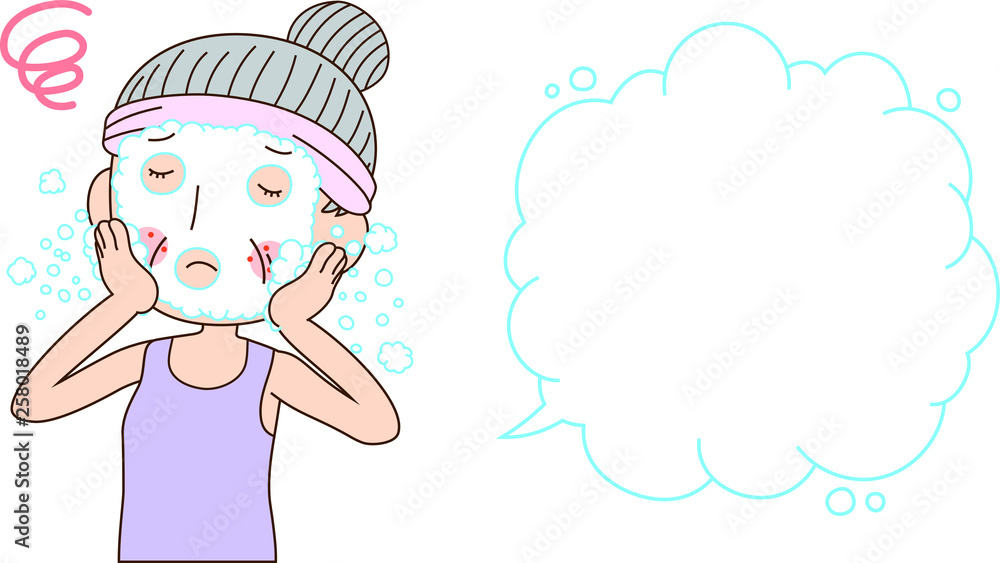 Illustration of a older woman with rough skin with Bubble Callout Illustration of a older woman with rough skin with Bubble Callout