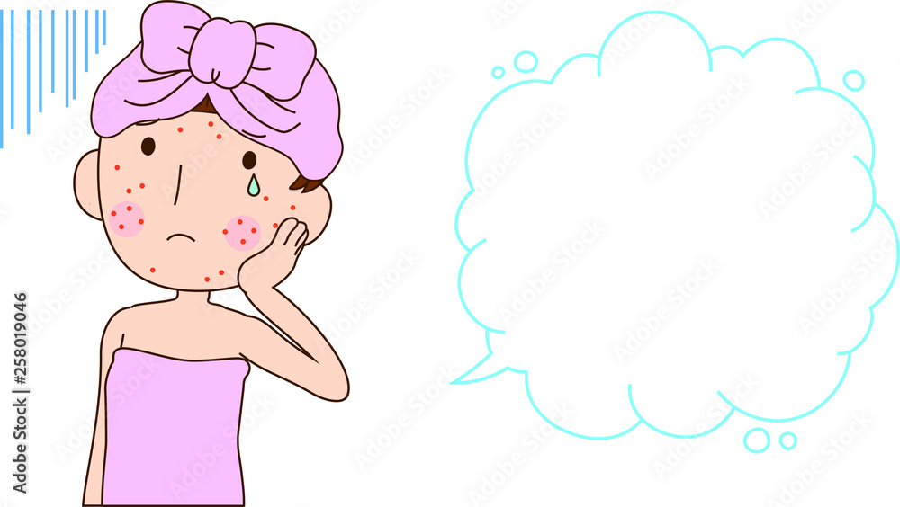 Illustration of a woman as after bathing with rough skin with Bubble Callout Illustration of a woman as after bathing with rough skin with Bubble Callout