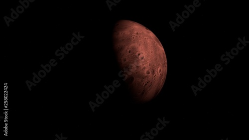 planet mars in the dark of space