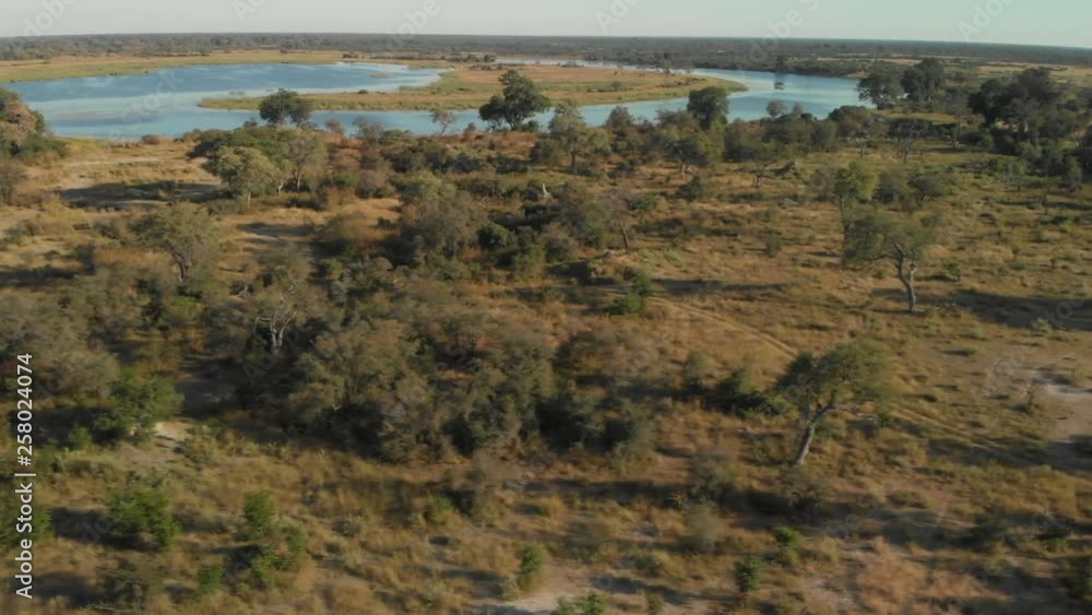 4K aerial shot, fast flight along kwando river 4K aerial shot, fast flight along kwando river