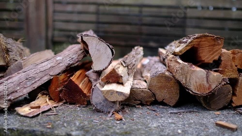 close up, slide shot of a stack of woods photo