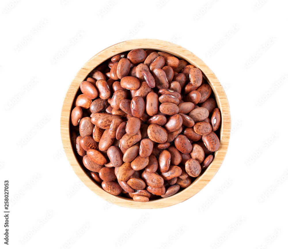 Pinto bean in a bowl isolated on white background, top view Pinto bean in a bowl isolated on white background, top view