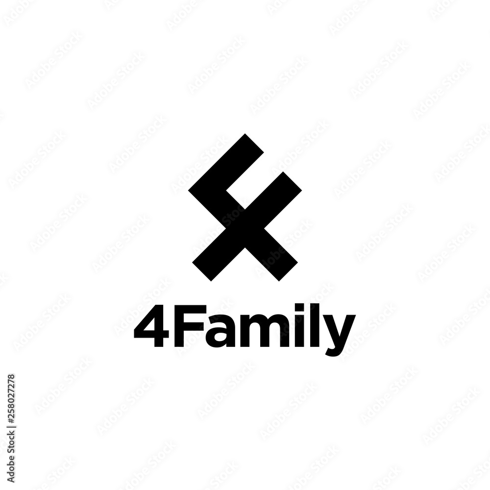 Illustration logo combination from letter F with number four logo design concept Illustration logo combination from letter F with number four logo design concept