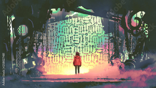 young girl looking at a lot...