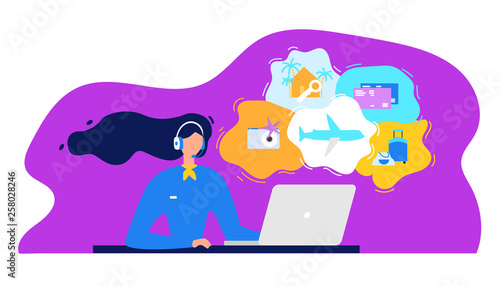 Wallpaper Mural Travel Agency Call Center Flat Vector Concept Torontodigital.ca