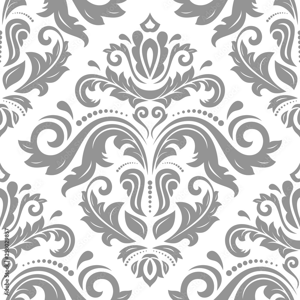 Orient vector classic pattern. Seamless abstract silver background with vintage elements. Orient background. Ornament for wallpaper and packaging