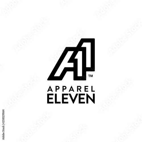 illustration logo combination from letter A with number eleven logo design concept photo
