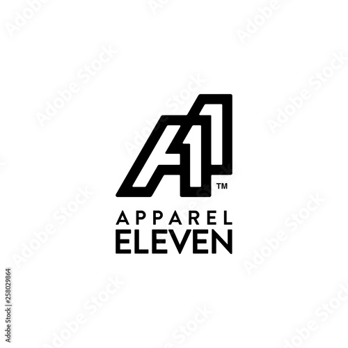 illustration logo combination from letter A with number eleven logo design concept