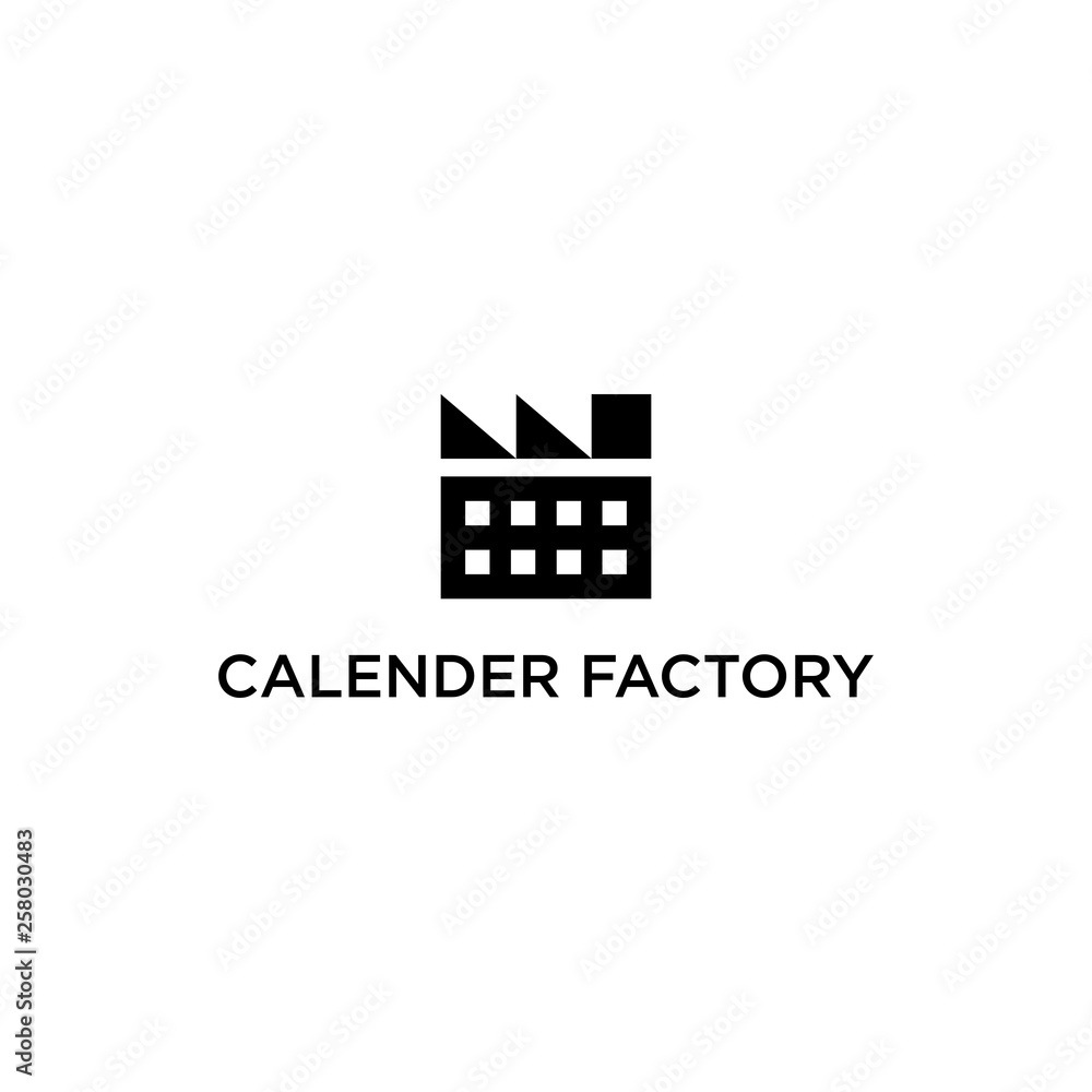 illustration logo combination from calendar and factory logo design concept