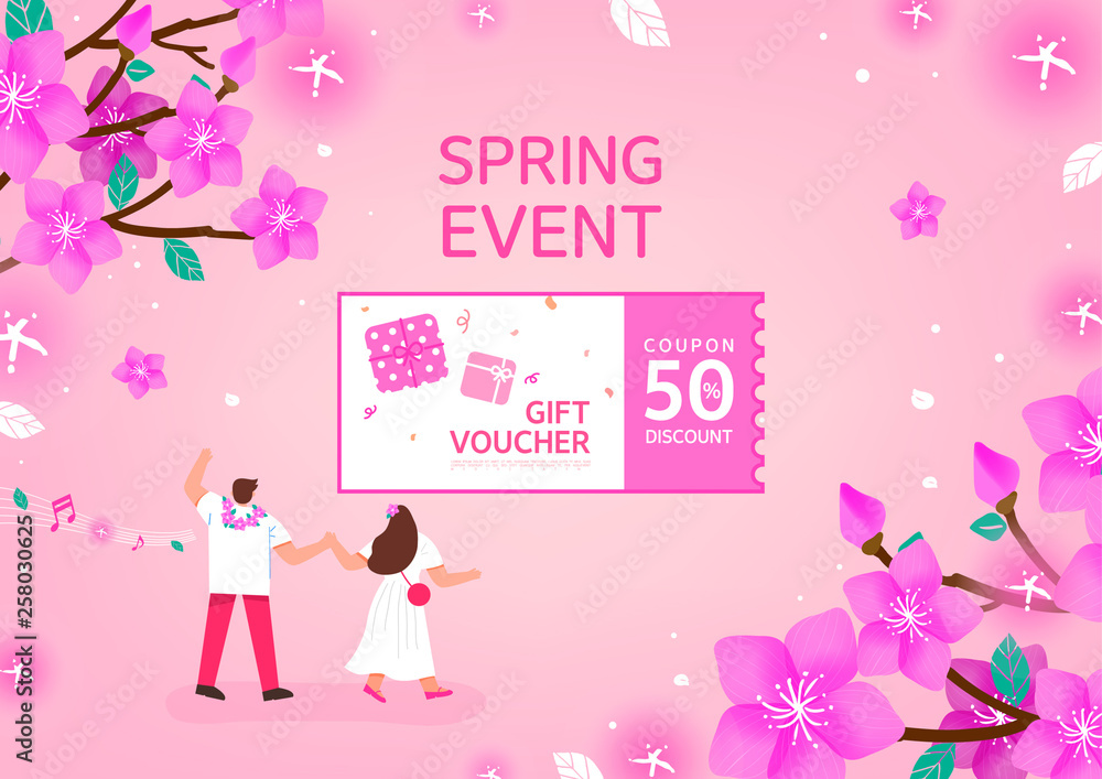 Spring shopping illustration. Rhododendron Spring shopping illustration. Rhododendron