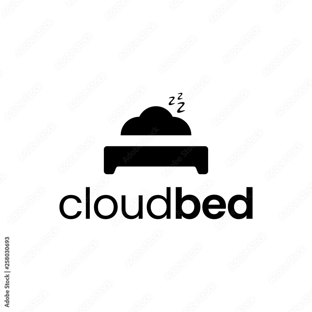 illustration logo combination from cloud and bed logo design concept
