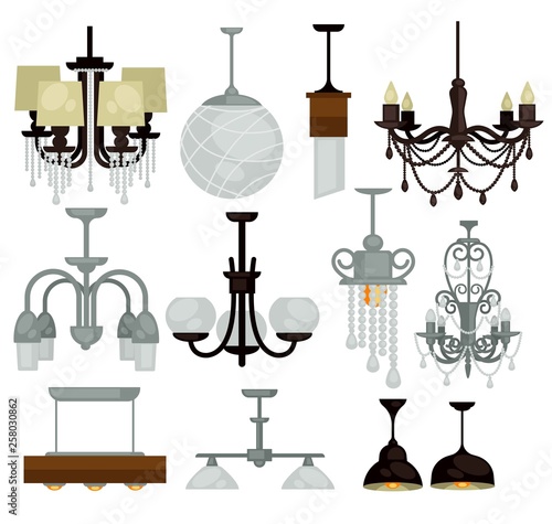 Chandeliers isolated interior objects light stylized lamps