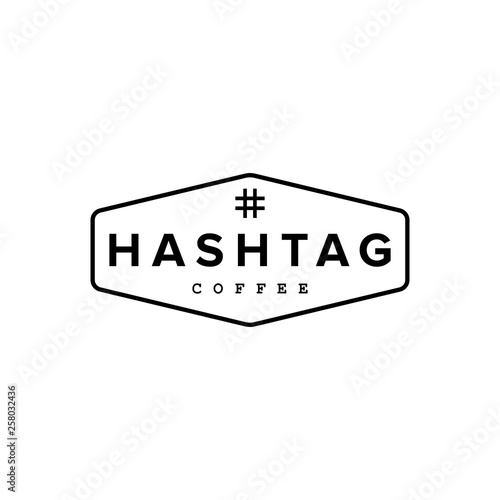 hashtag coffee logo design concept