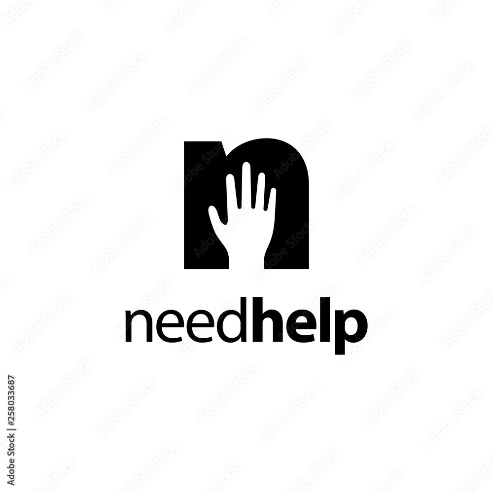 initial N with hand up logo design concept initial N with hand up logo design concept