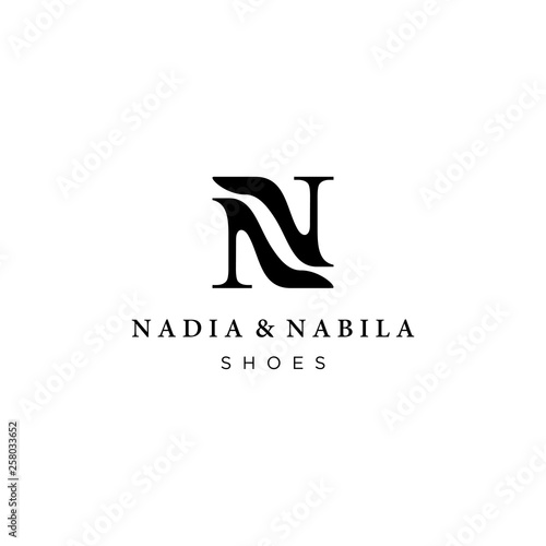 illustration logo from letter N with shoes logo design concept