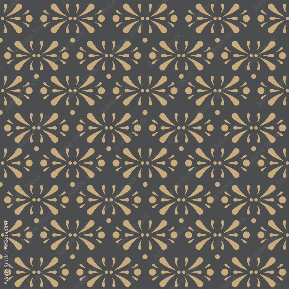 Vector Florals on dark seamless pattern background.