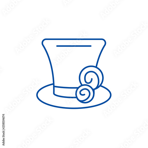 Cylinder hat line concept icon. Cylinder hat flat  vector website sign, outline symbol, illustration.