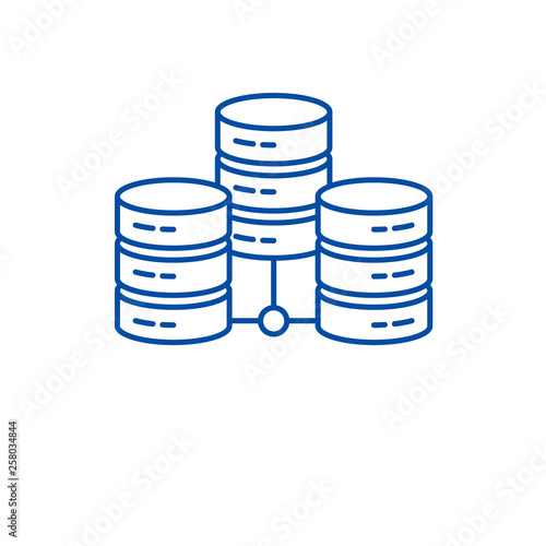 Data center line concept icon. Data center flat  vector website sign, outline symbol, illustration.
