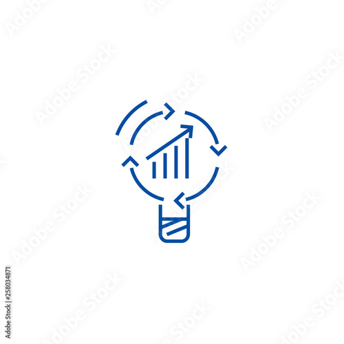 Data insight, idea line concept icon. Data insight, idea flat  vector website sign, outline symbol, illustration. photo