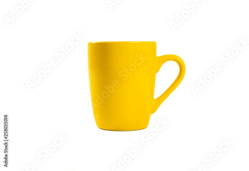 yellow  coffee cup isolated on white background