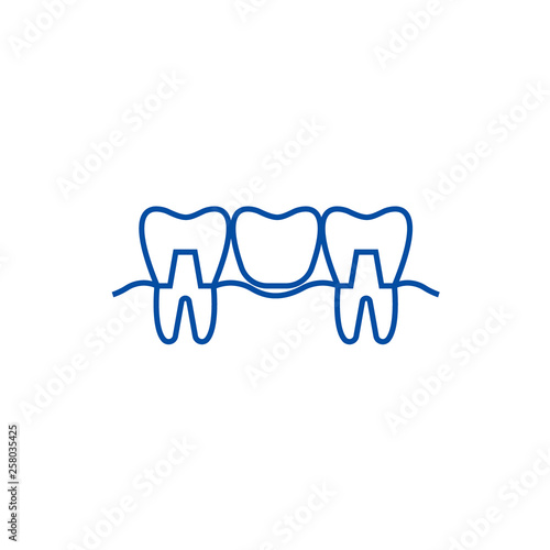 Denture line concept icon. Denture flat  vector website sign, outline symbol, illustration.