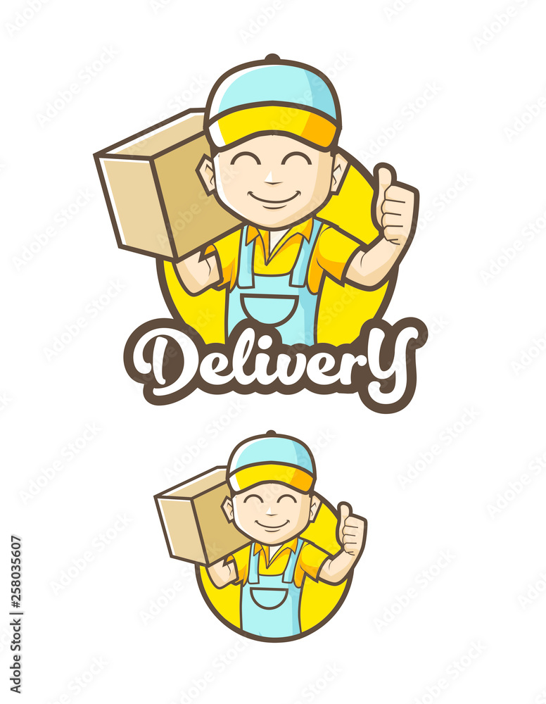 Delivery man Character Logo Icon Delivery man Character Logo Icon
