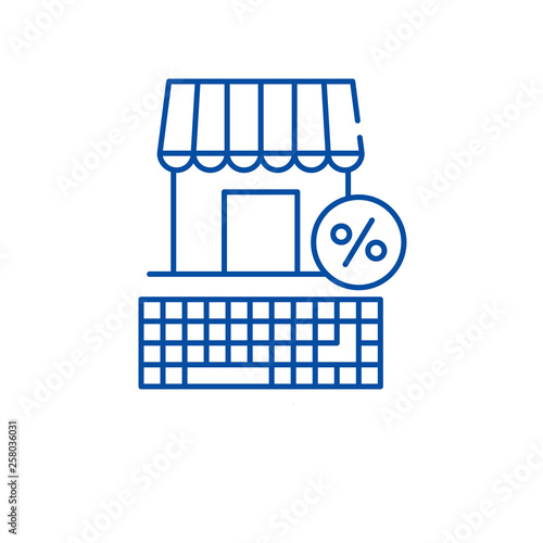Digital reseller line concept icon. Digital reseller flat  vector website sign, outline symbol, illustration.