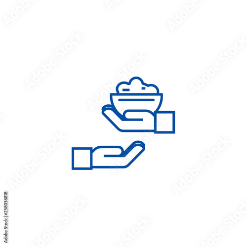 Donate food line concept icon. Donate food flat  vector website sign, outline symbol, illustration.